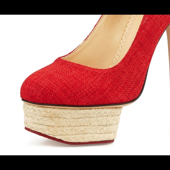 Charlotte Olympia Dolores - Red Woven Pump 6.5 NIB - Picture 2 of 9